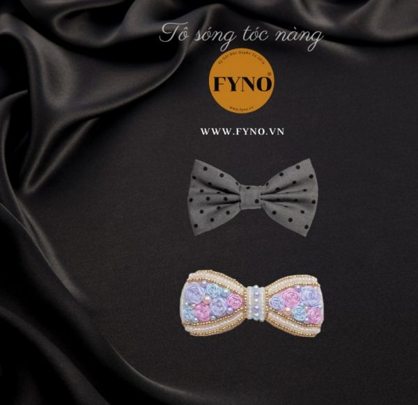 Kẹp tóc nơ bowtie đính ngọc