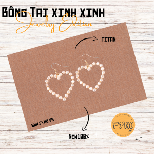 Bông tai trái tim đính ngọc trắng