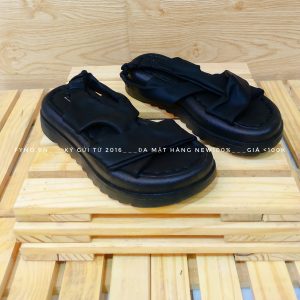 Sandal bánh mì 5 phân da đen mịn quai hậu