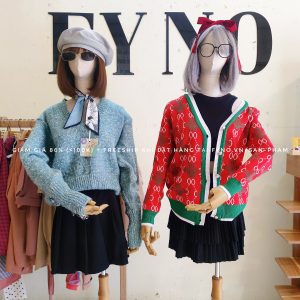 Áo len sweater xanh ngọc Cardigan đỏ xanh