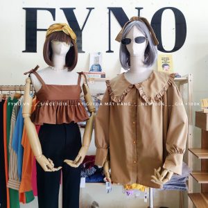 Áo croptop nâu 2 dây hở lưng Babydoll cổ vuông